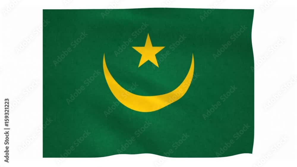 Flag of Mauritania waving on white background Flag of Mauritania waving on white background