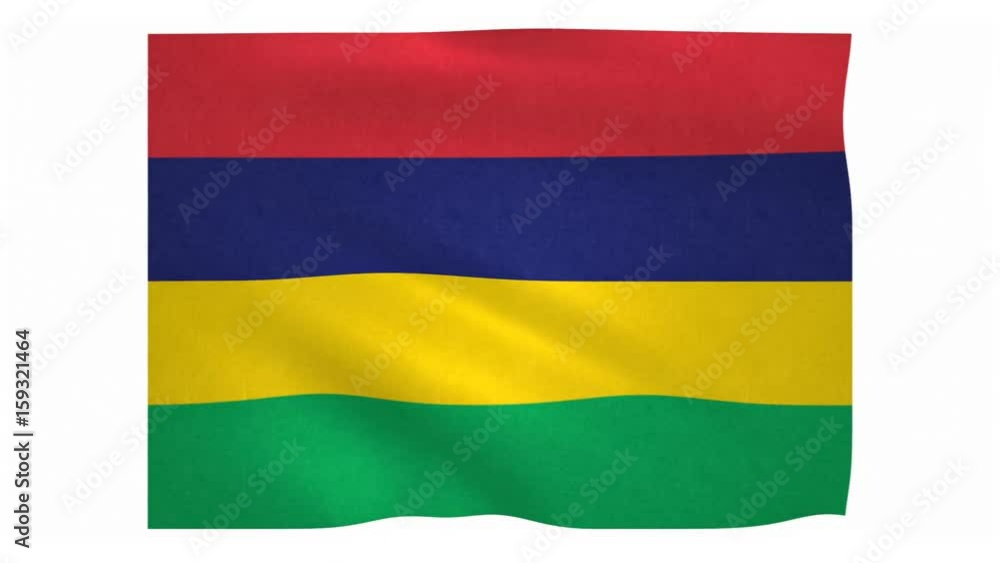 Flag of Mauritius waving on white background Flag of Mauritius waving on white background