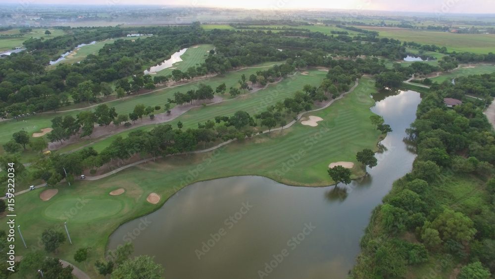Aerial view of tree lined Golf Course