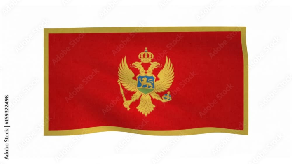 Flag of Montenegro waving on white background Flag of Montenegro waving on white background