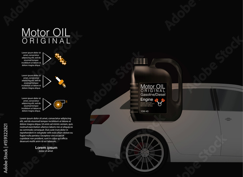 Bottle engine oil background,
Against the background of the car. vector illustration