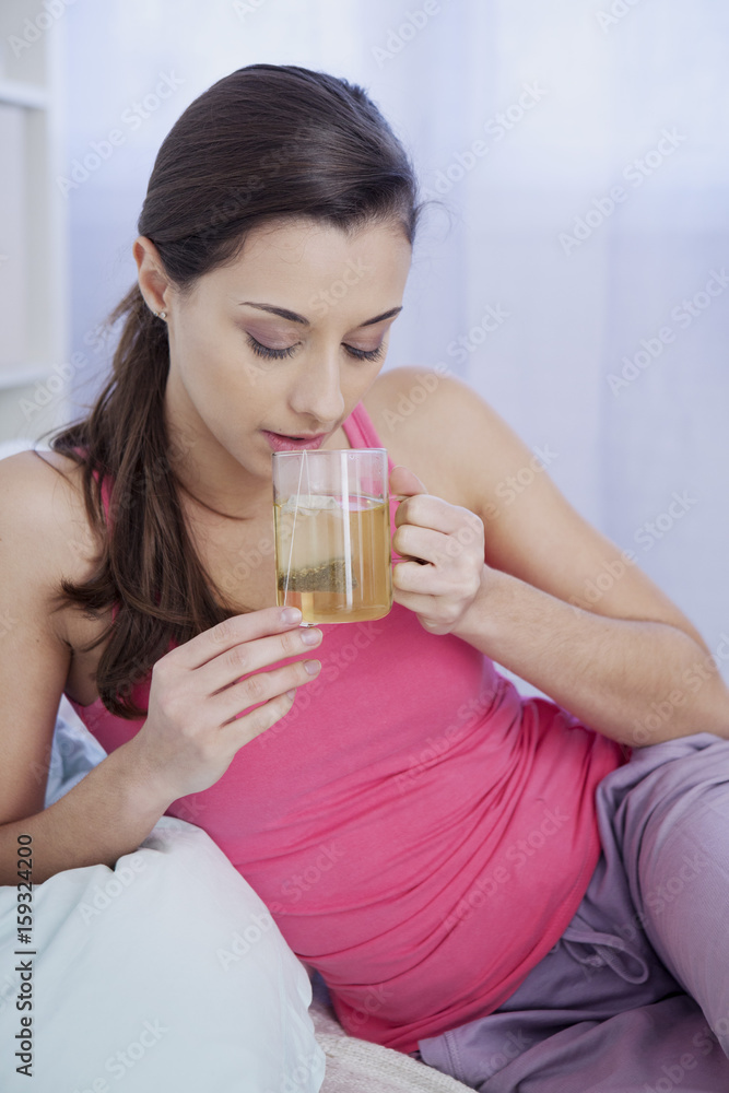 Woman drinking herbal tea