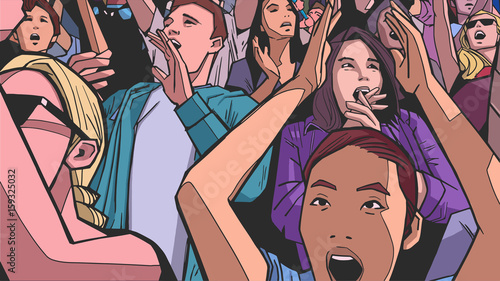 Illustration of people partying in color
