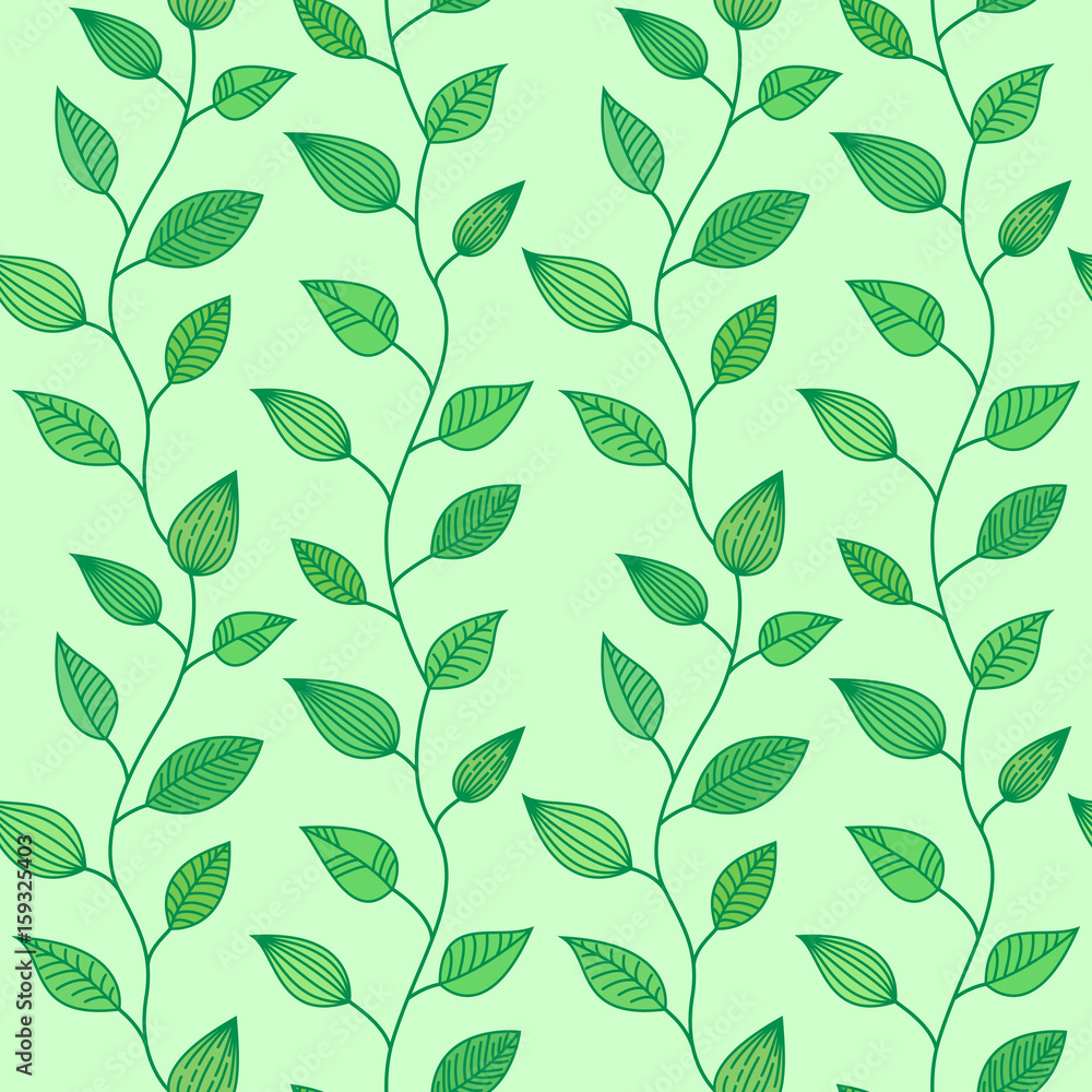 Seamless pattern with decorative leaves, Summer and Spring background Seamless pattern with decorative leaves, Summer and Spring background