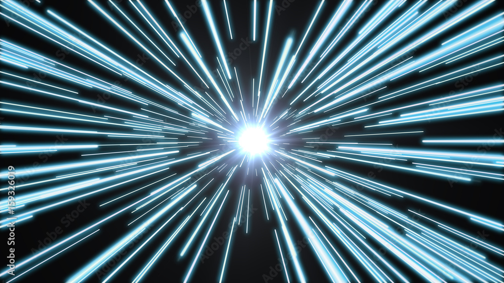 Tunnel of bright, blue light