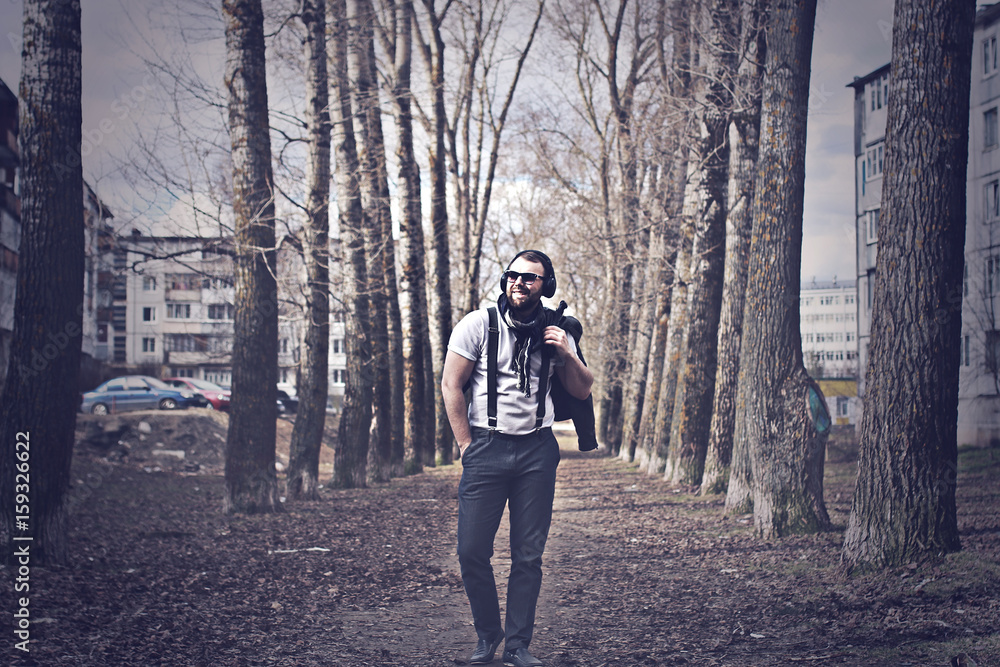 retro toned effected photo of alone man on street retro toned effected photo of alone man on street