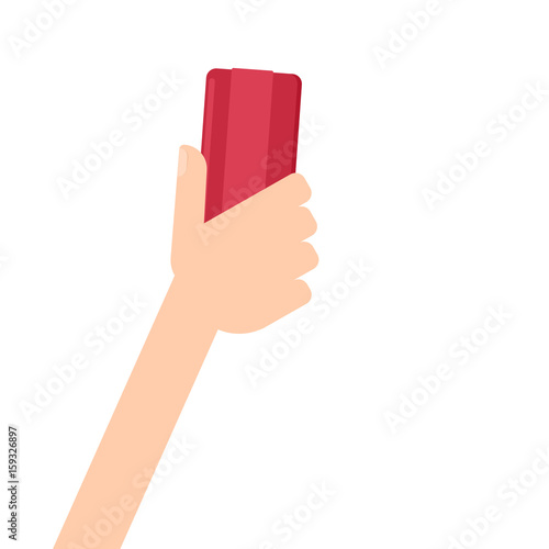 Hand holding brush erase. Wipe white board. Clipart image isolated on white background.