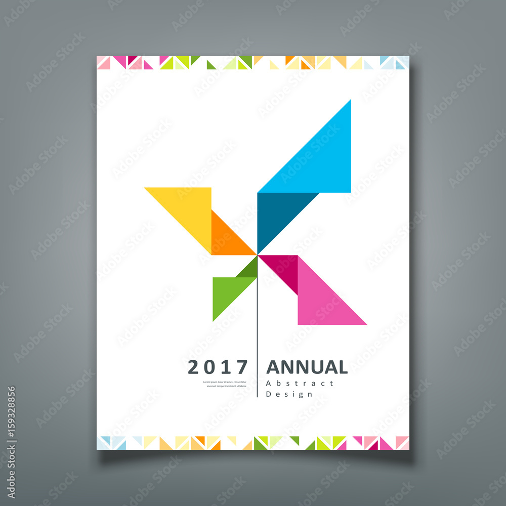 Cover Annual report, turbine origami paper design, vector illustration