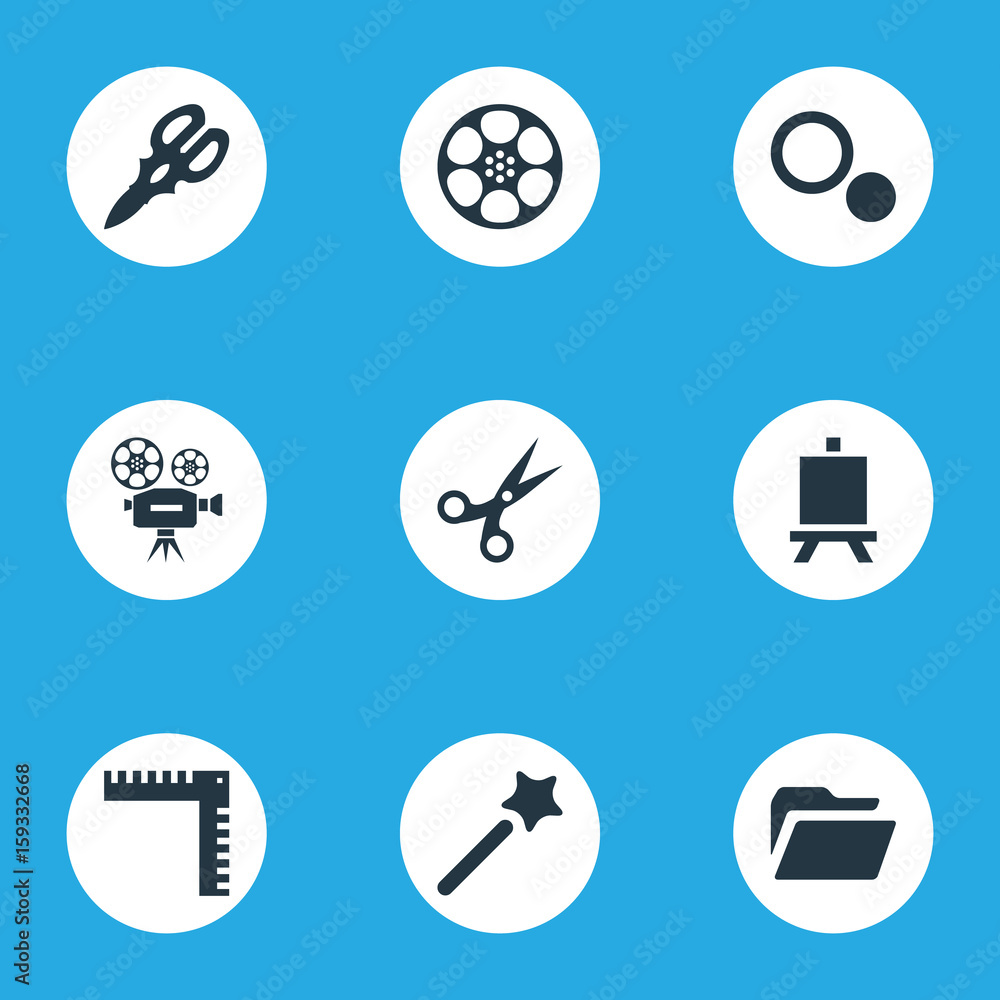 Vector Illustration Set Of Simple Design Icons. Elements Cinematography, Measurement, Settings