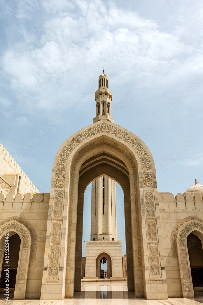 Arches and Tower, Sultan Qaboos Grand Mosque, Oman
