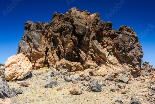 Desert Lonely Road Landscape in Volcan Teide National Park, Tenerife, Canary Island, Spain