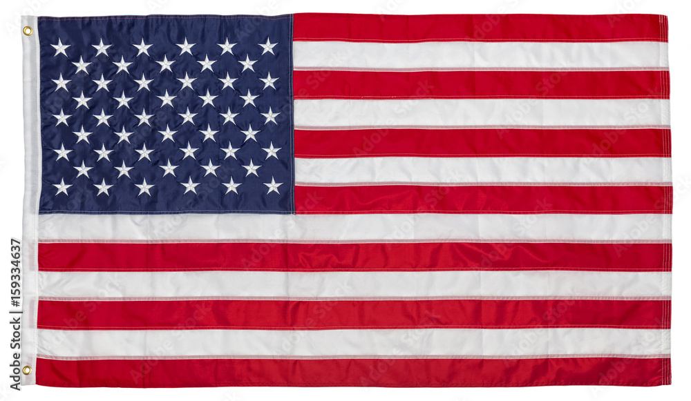 Naklejka premium real american flag isa isolated white background. patriotism