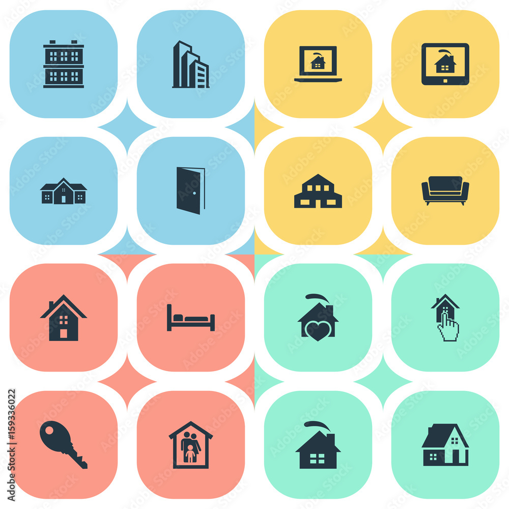 Vector Illustration Set Of Simple Real Icons. Elements Building, Choose