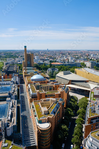 Skyline of Berlin city center , Aerial view over Berlin from Potsdamer Platz photo