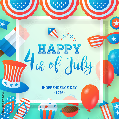 4th of July, Independence Day of the United States, banner design. Vector illustration