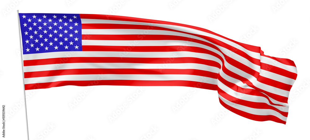 Fototapeta premium United States long flag with flagpole