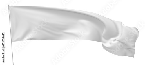 Long white flag on flagpole waving in wind
