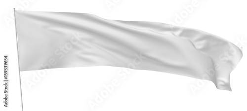 White long flag on flagpole waving in wind