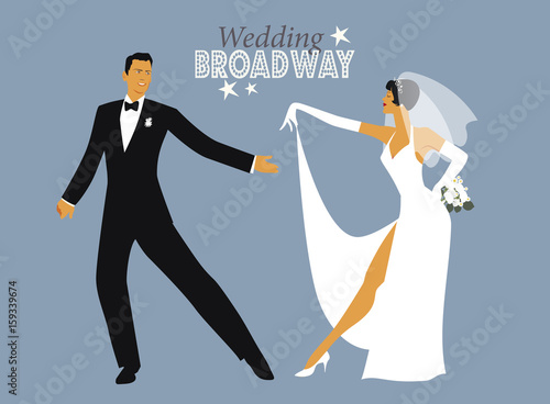 Wedding Dance. Bride and groom dancing Broadway style