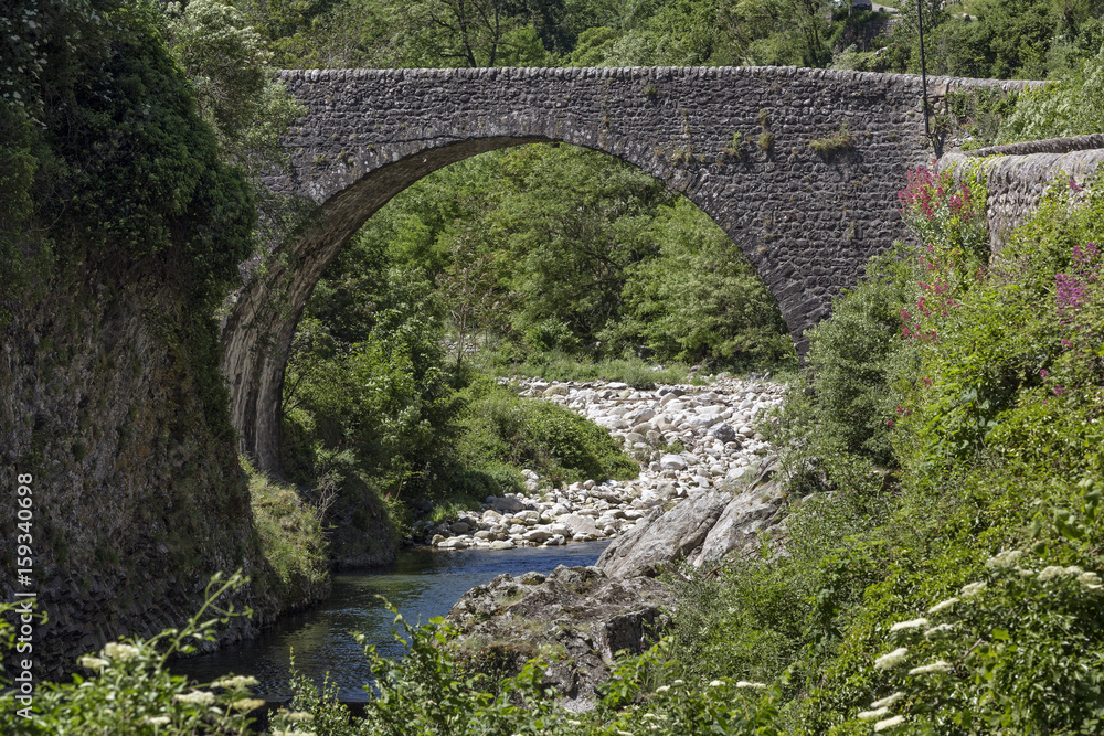 Alte Steinbrücke über ein Flüsschen in Südfrankreich