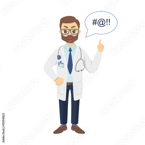 Isolated angry doctor.