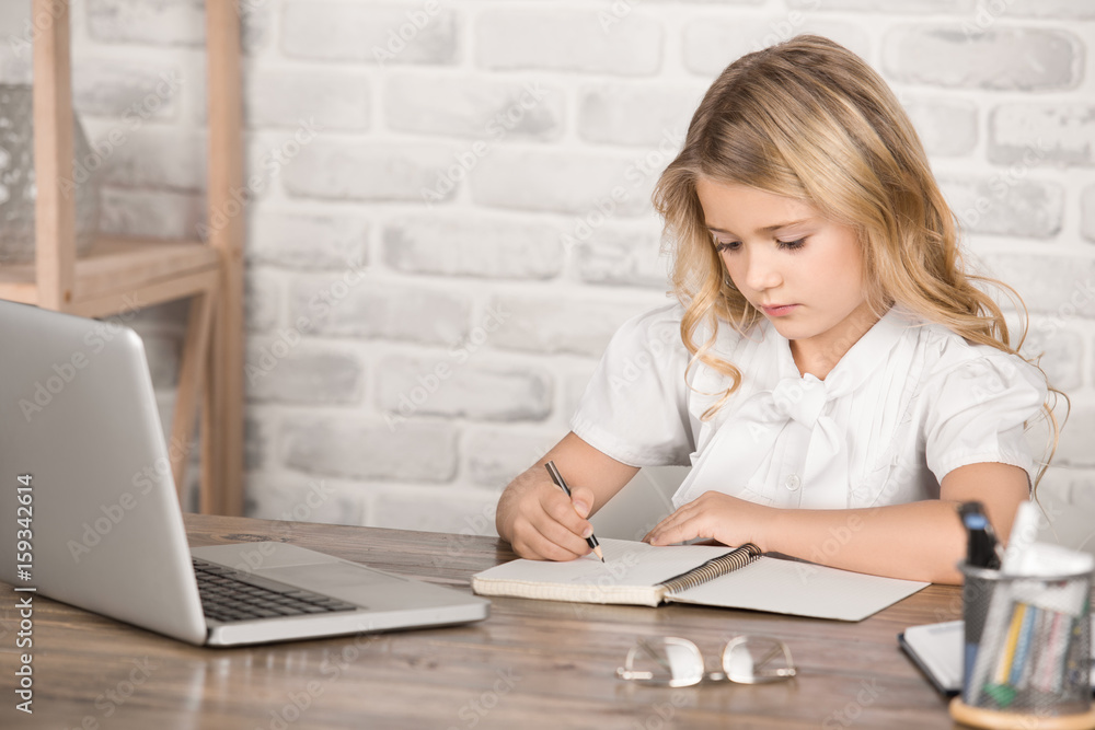Little Girl Using Digital Device Modern Technology Little Girl Using Digital Device Modern Technology