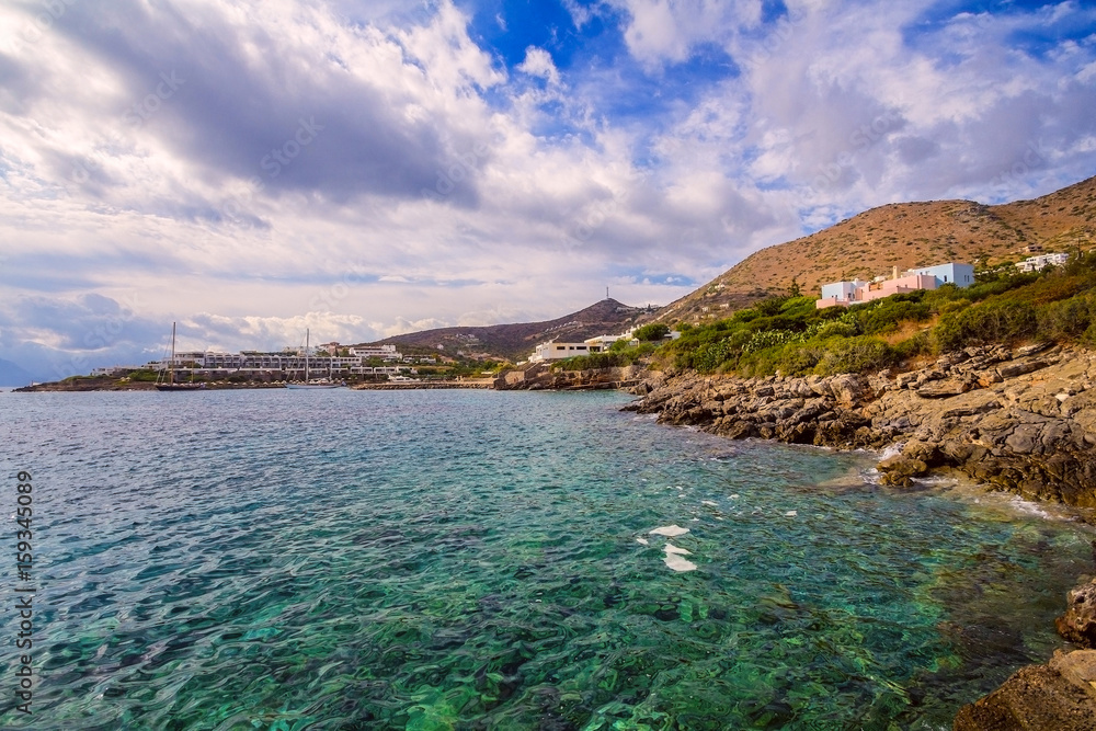 Fototapeta premium Coast of the Gulf of Mirabello near the fishing village of Elounda. Crete. Greece