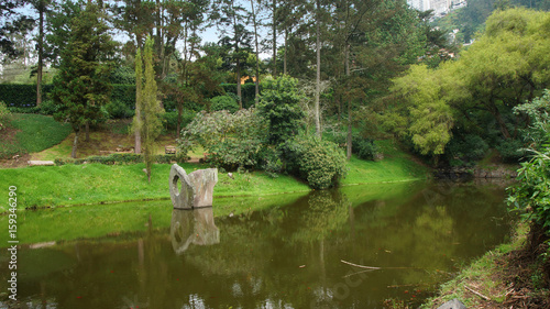 View of the lagoon inside the Guapulo Park near the city of Quito photo