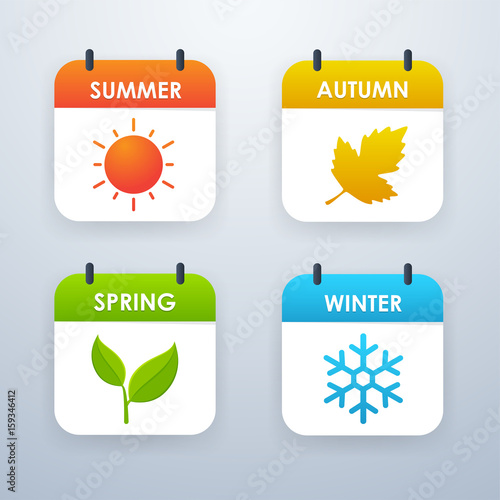 Season icon design Summer, Spring, Autumn, Winter. Vector illustration.