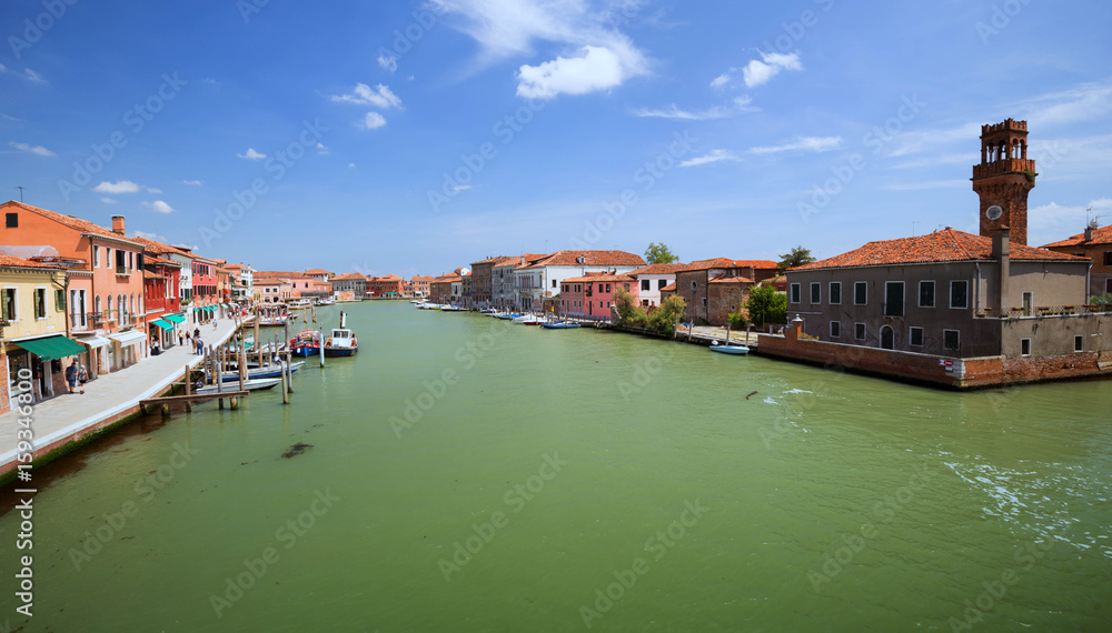 Panorama of Murano island, small village near the Venice