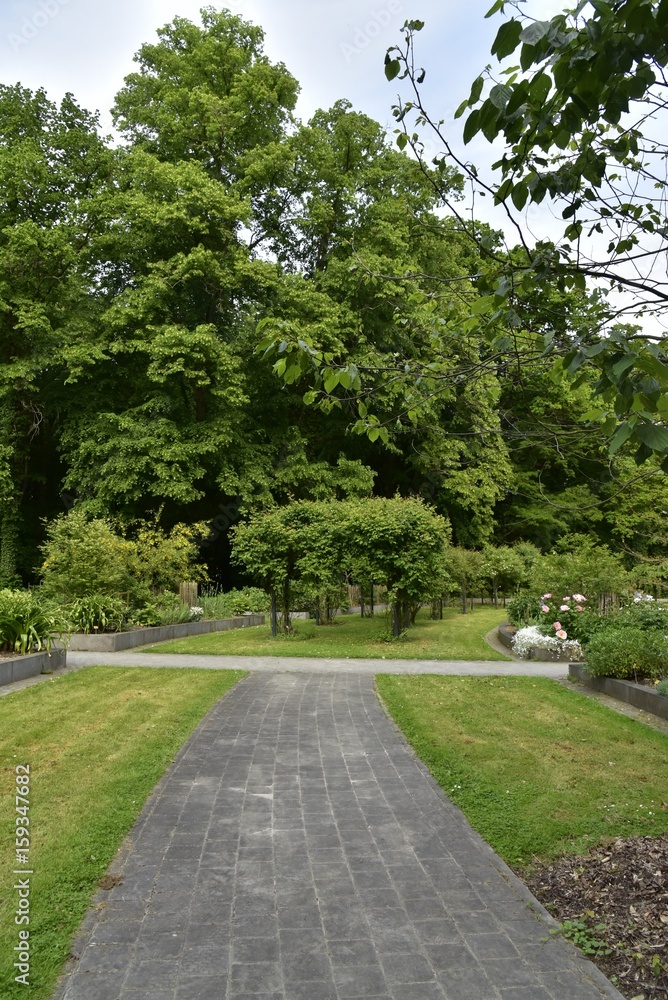 Chemin dallé au jardin de l'orangerie du Jardin Botanique Nationale de Belgique à Meise