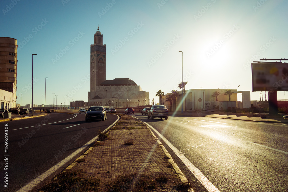 view of Hassan ii mosque from the street