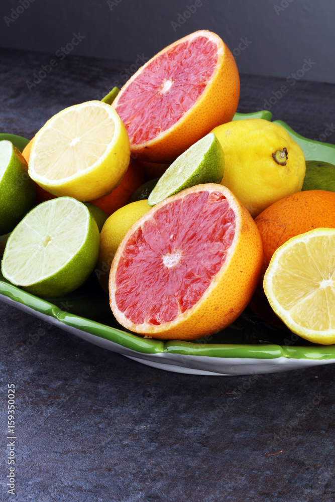 Citrus fruits (orange, lemon, grapefruit, mandarin, lime)