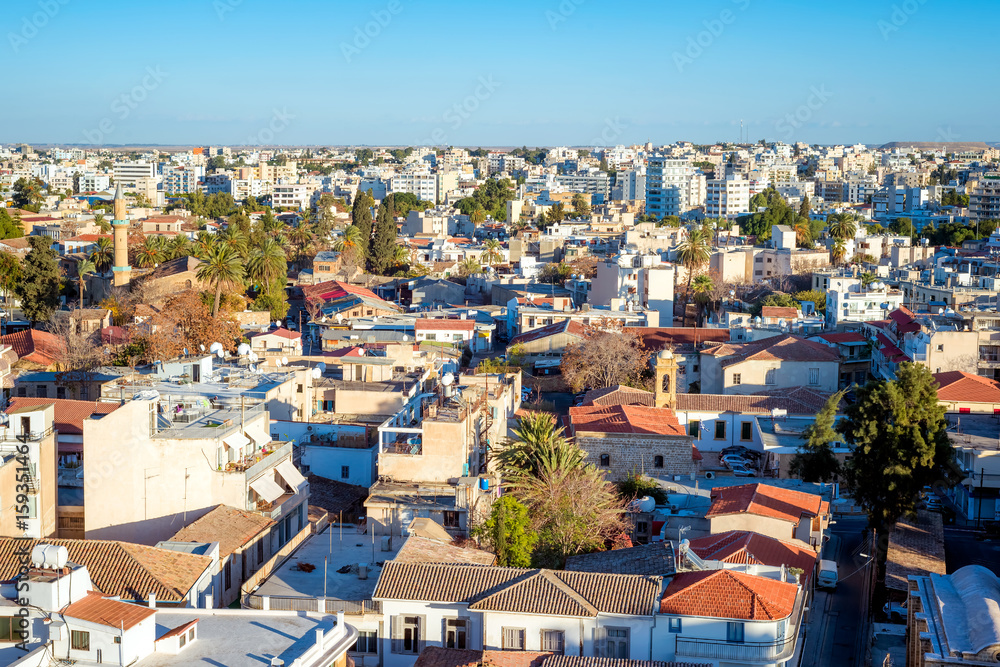 High Angle View Of Nicosia cityscape. Cyprus