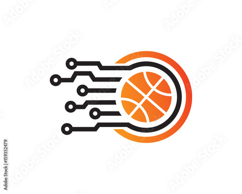 Basketball Tech Logo Template Design Vector, Emblem, Design Concept, Creative Symbol, Icon
