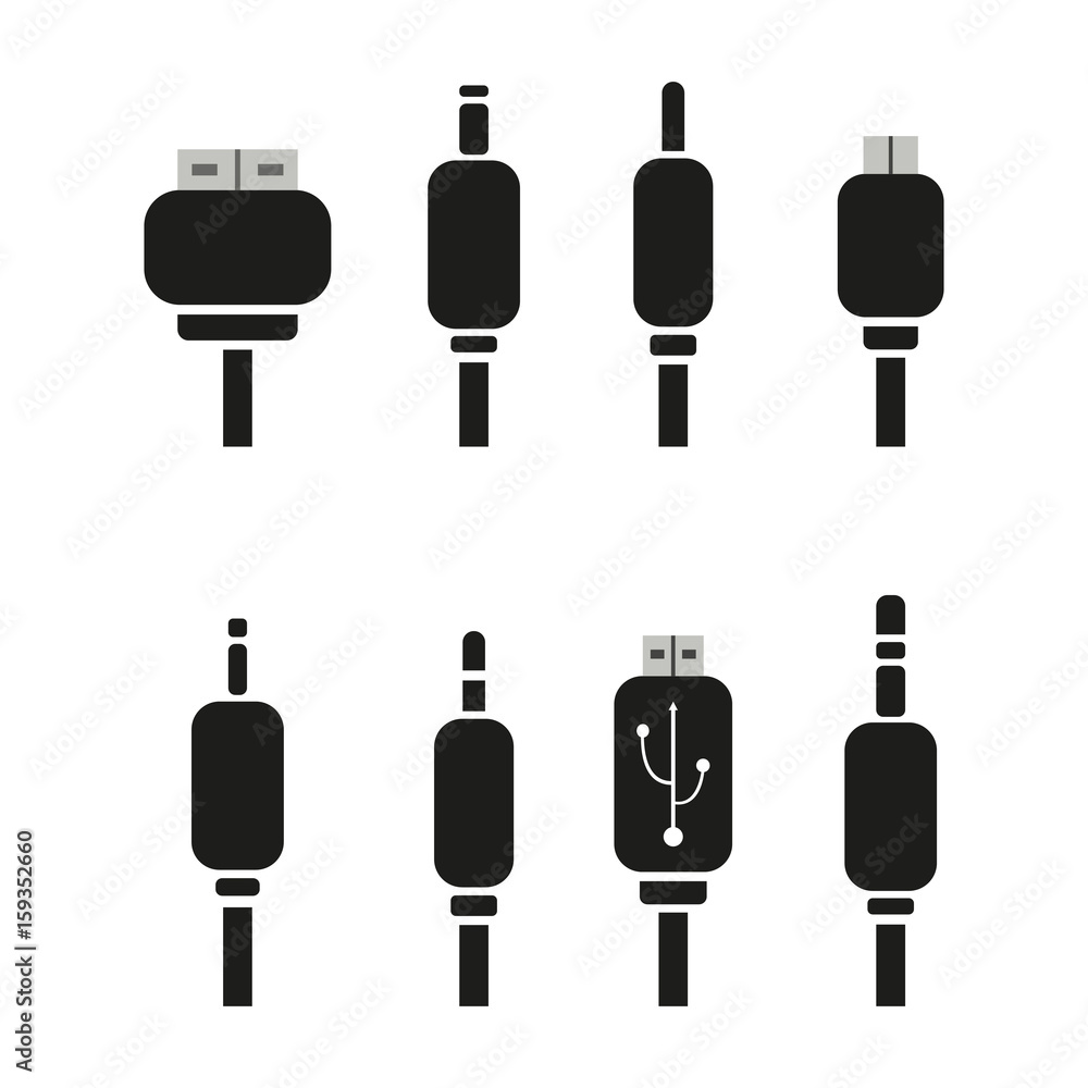 Connectors and sockets for PC and mobile devices vector illustration. Connectors and sockets for PC and mobile devices vector illustration.