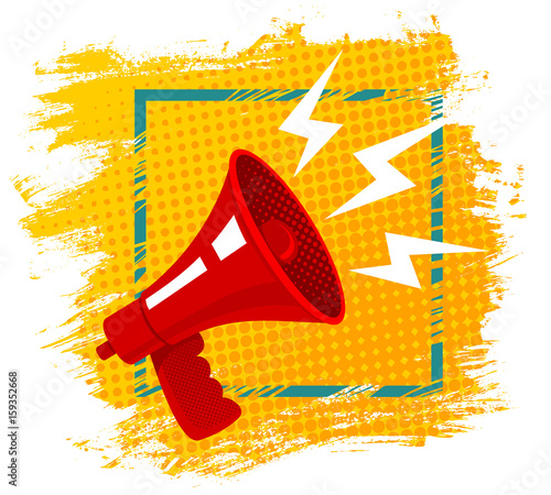 Red retro megaphone.