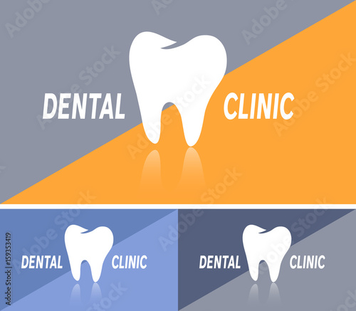 Business card template or web banner design with dental clinic icon