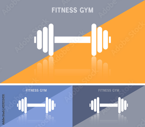 Business card template or web banner design with fitness gym symbol