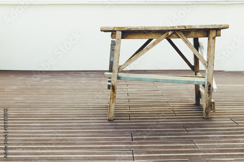 Old wooden table at the terrace
