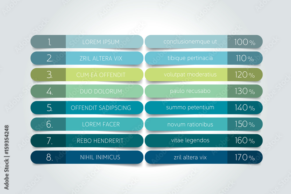 Obraz premium Table, schedule design template with 8 row. Vector banner.