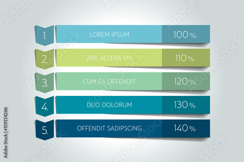Table, schedule design template with 5 row. Vector banner.