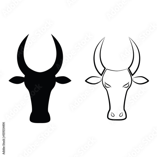 Bild auf Leinwand Head of a bull, cow on a white background.