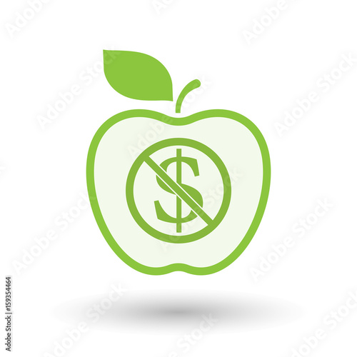 Isolated apple with  a dollar sign  in a not allowed signal
