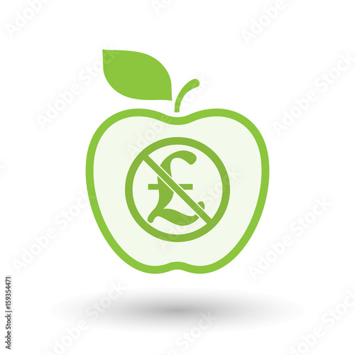 Isolated apple with  a pound sign  in a not allowed signal