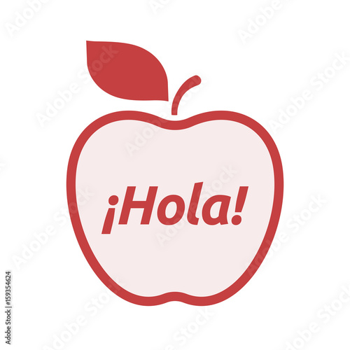 Isolated apple with  the text Hello  in spanish language