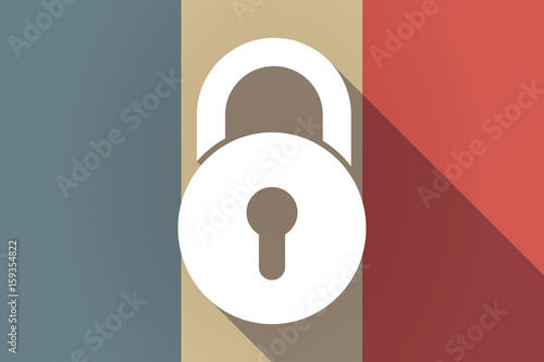 Long shadow France flag with  a closed lock pad