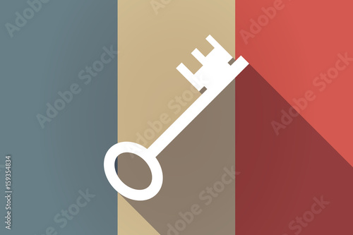 Long shadow France flag with  a vintage key