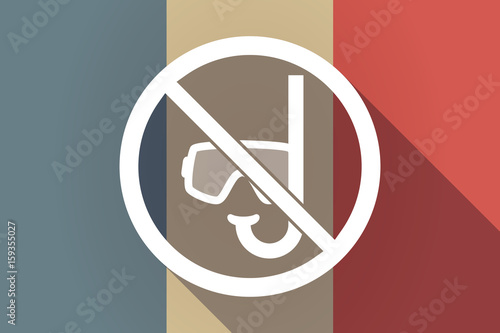 Long shadow France flag with  a diving glasses and a snorkel  in a not allowed signal
