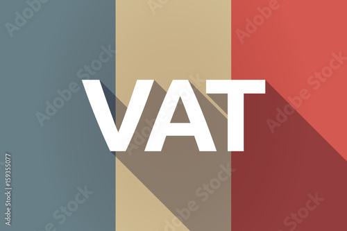 Long shadow France flag with  the value added tax acronym VAT